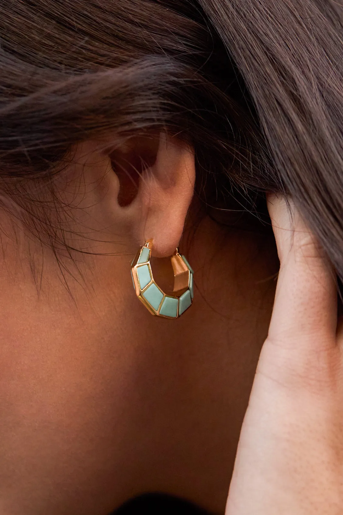 Octagon Hinge Hoop Earrings sold by Estella Bartlett product image thumbnail 2