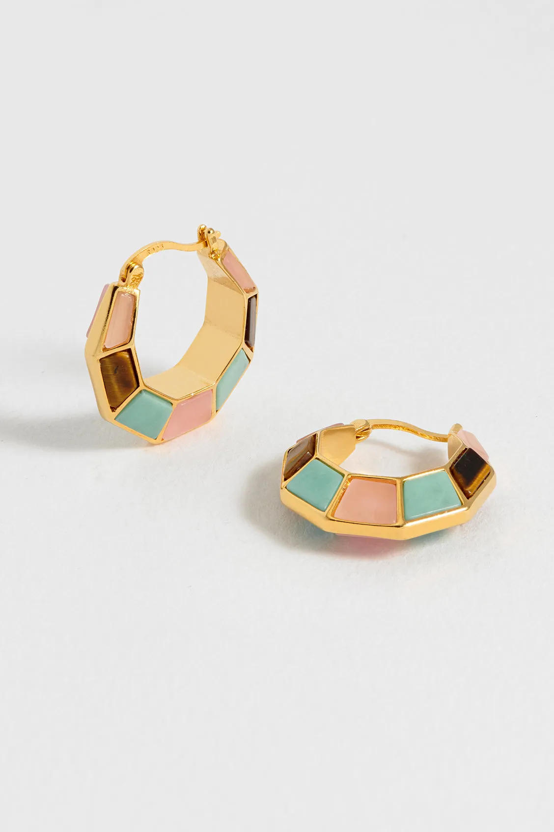 Mixed Gemstone Octagon Hinge Hoop Earrings sold by Estella Bartlett product image thumbnail 4
