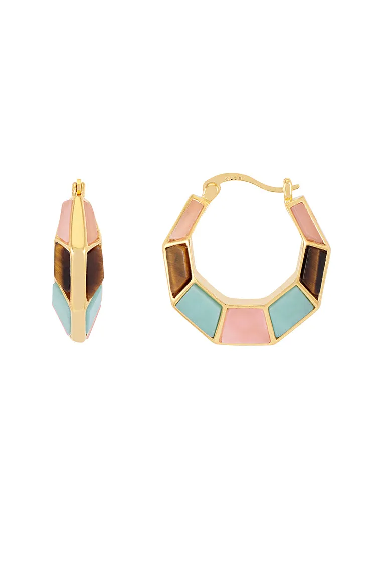 Mixed Gemstone Octagon Hinge Hoop Earrings sold by Estella Bartlett product image thumbnail 3