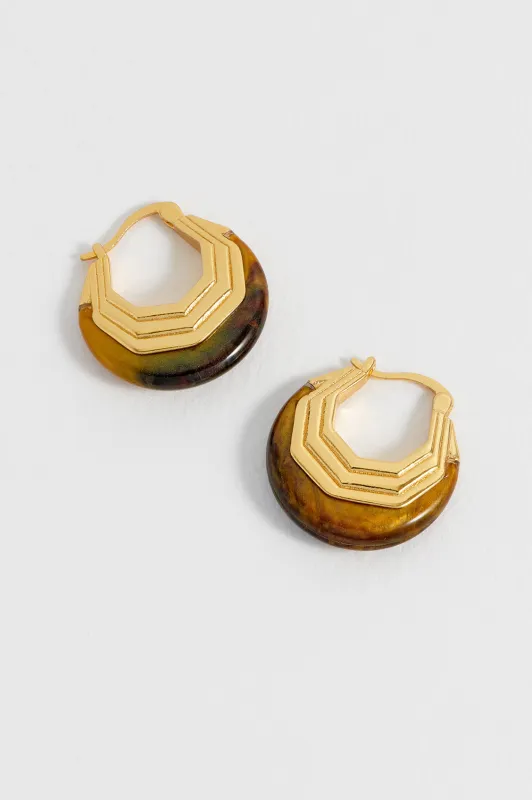 Brown Half Moon Hinge Hoops sold by Estella Bartlett