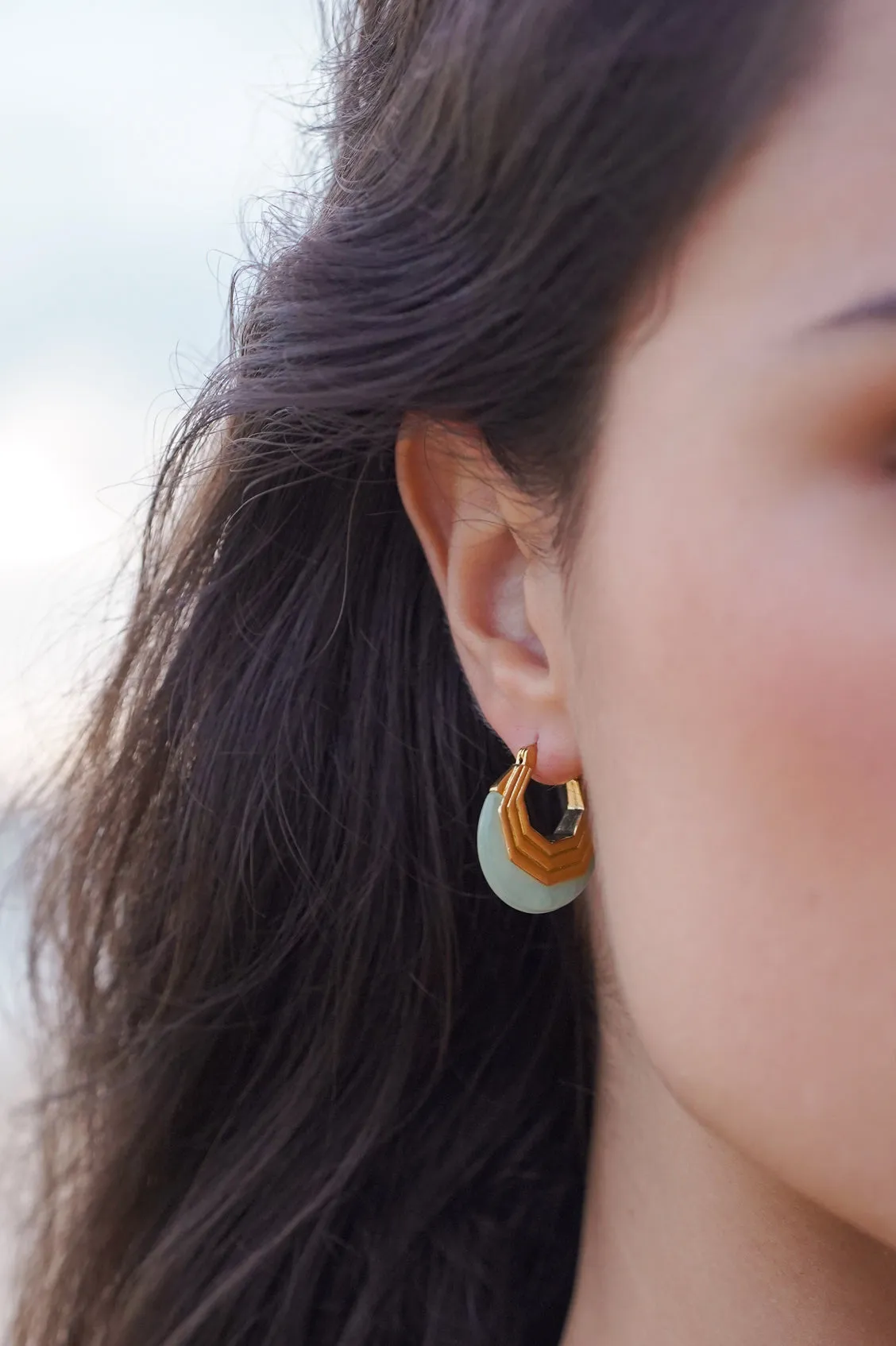 Green Half Moon Hinge Hoops sold by Estella Bartlett product image thumbnail 2