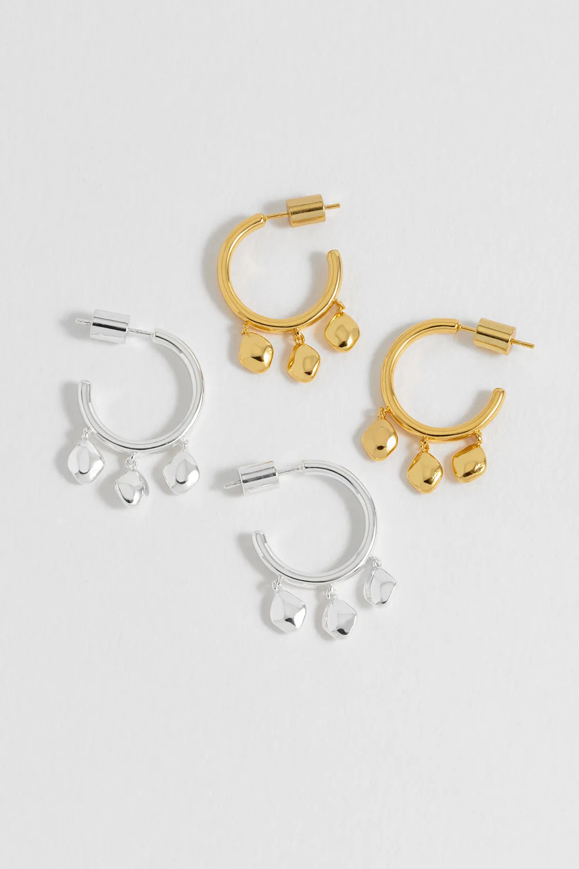 Triple Pebble Hoop Earrings sold by Estella Bartlett product image thumbnail 5