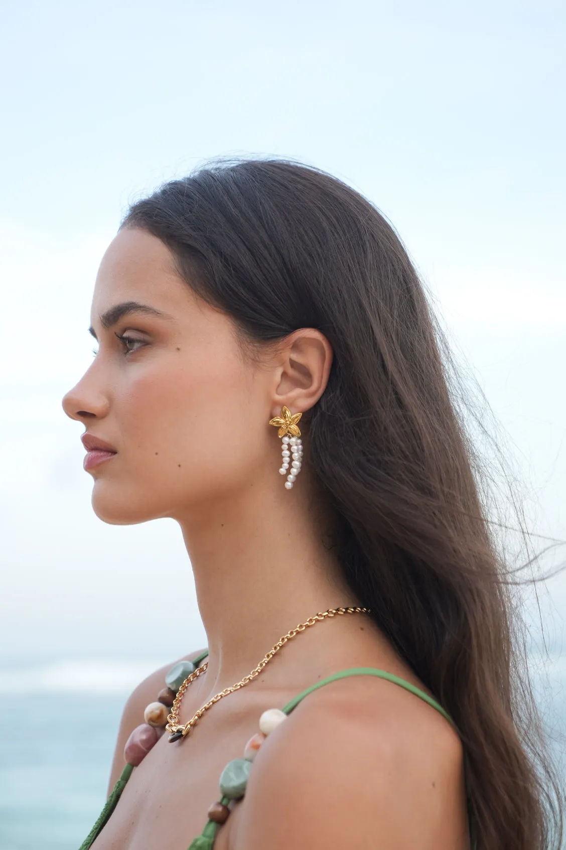 Flower Pearl Drop Earrings sold by Estella Bartlett product image thumbnail 2