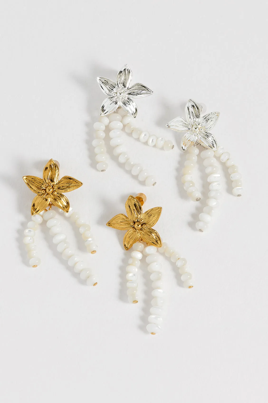 Flower Pearl Drop Earrings sold by Estella Bartlett product image thumbnail 5