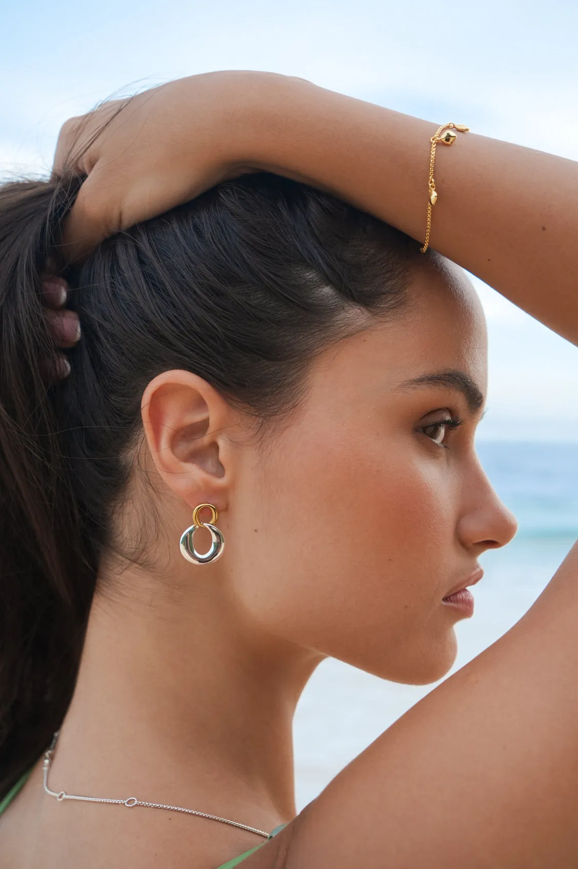 Gold And Silver Link Hoops sold by Estella Bartlett product image thumbnail 2