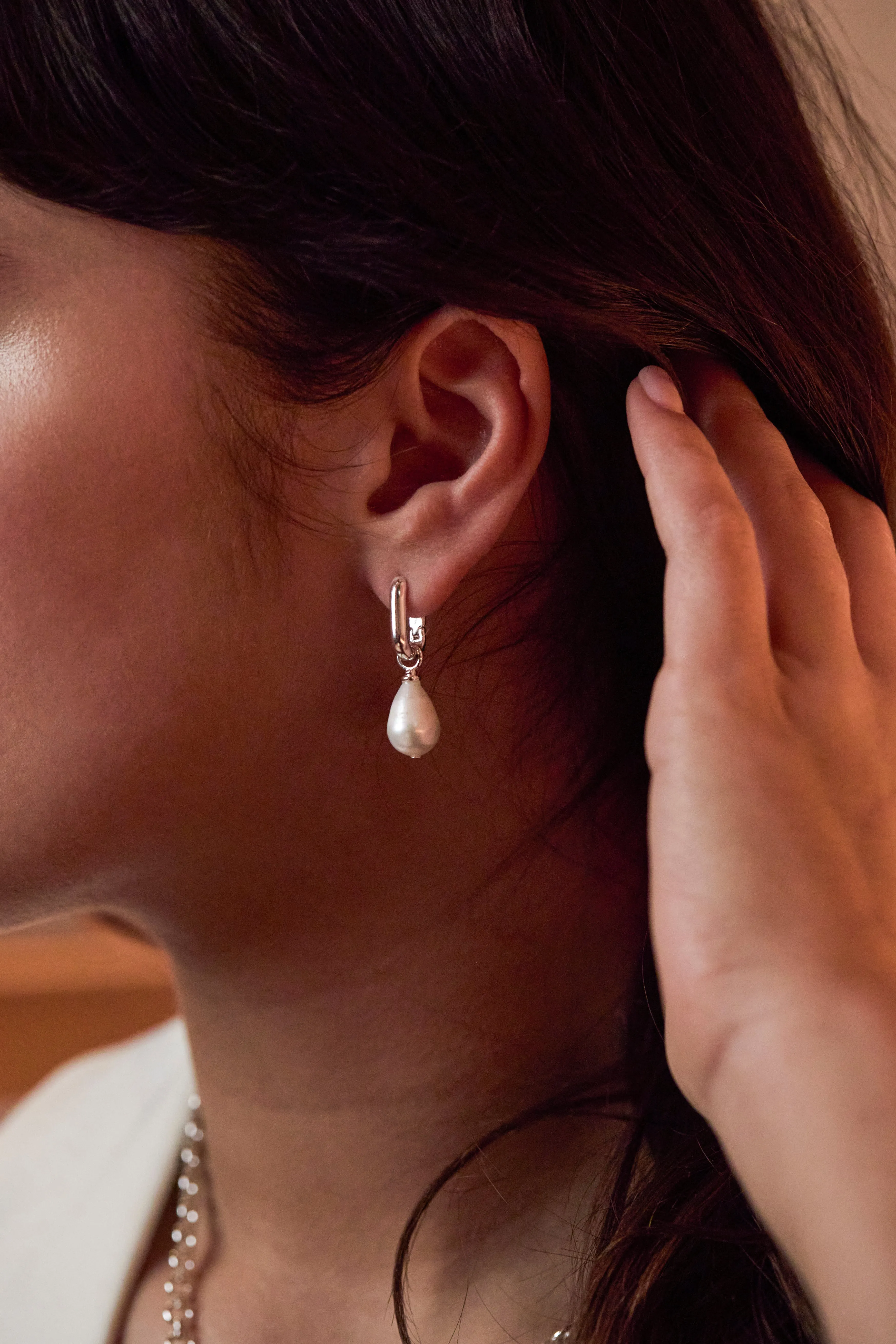 Pearl Drop Link Earrings sold by Estella Bartlett product image thumbnail 2