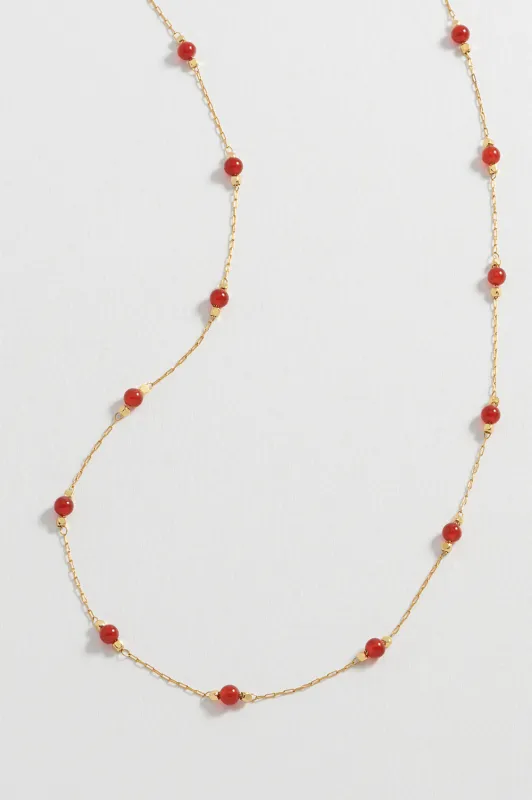 Wellness Red Agate Gemstone Bead Necklace sold by Estella Bartlett