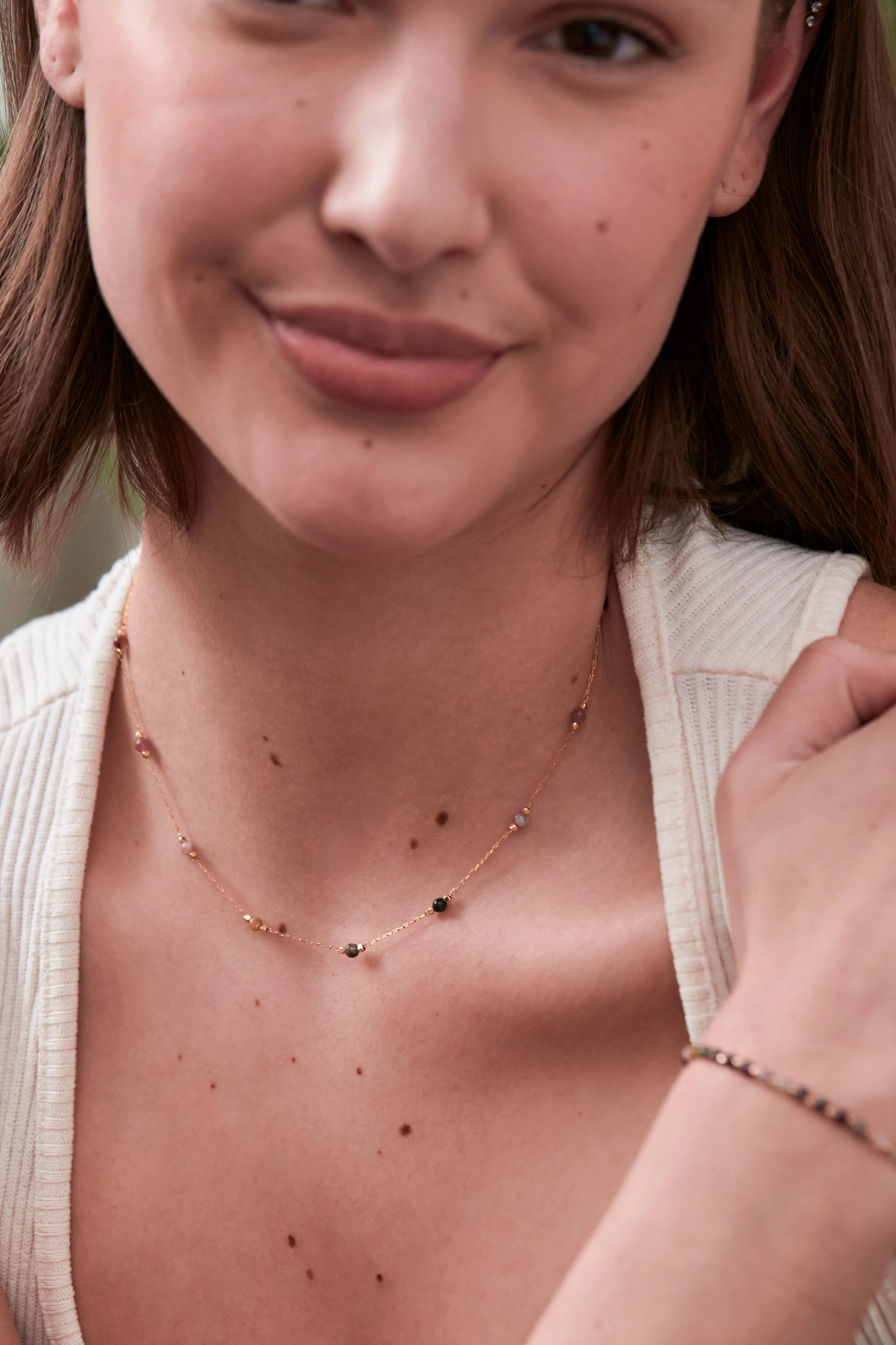 Wellness Tourmaline Gemstone Bead Necklace sold by Estella Bartlett product image thumbnail 2