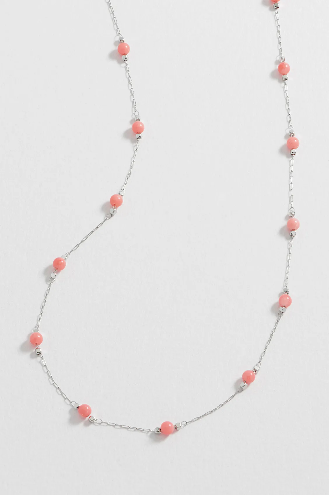Wellness Coral Agate Gemstone Bead Necklace sold by Estella Bartlett