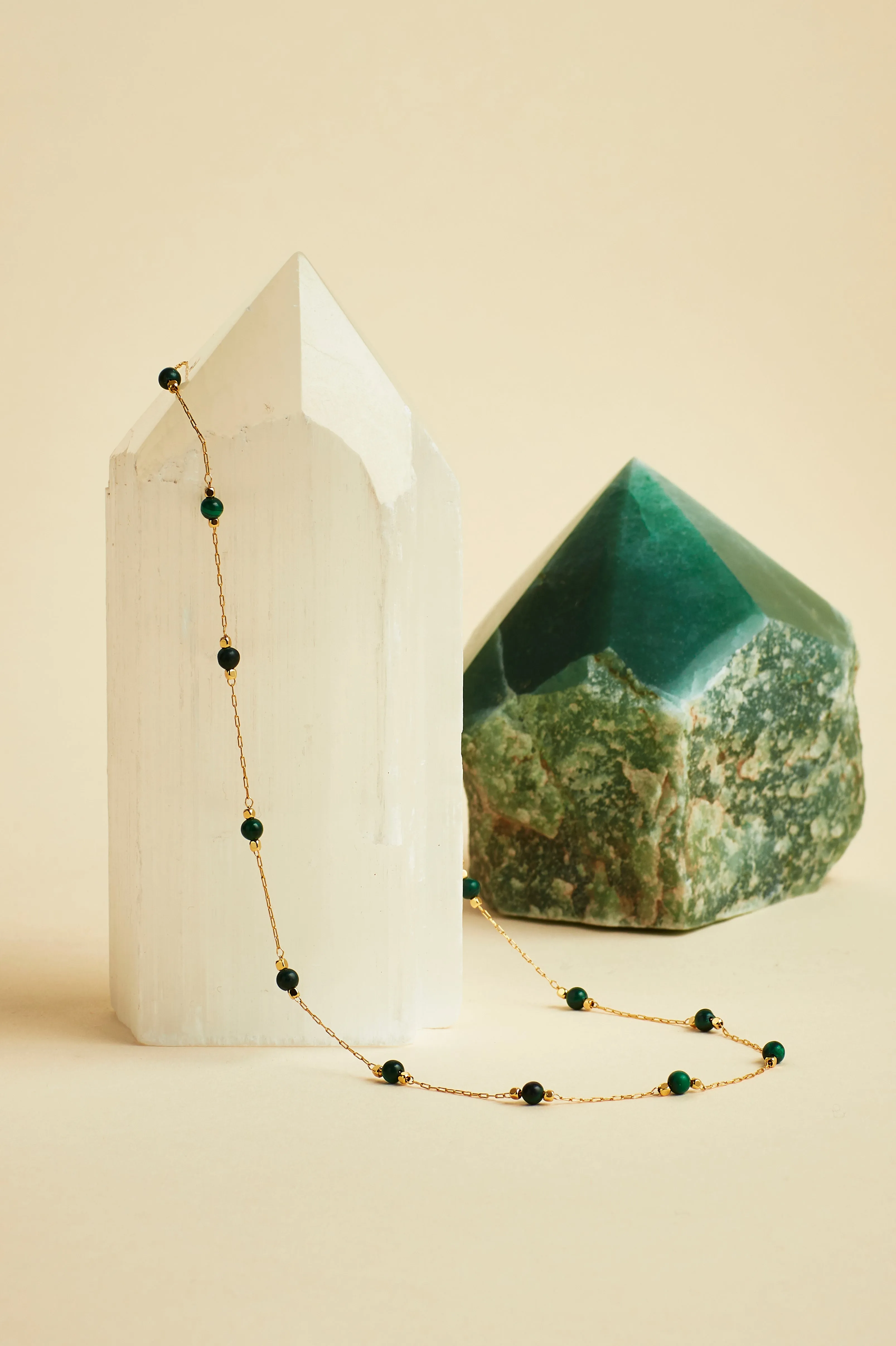 Wellness Malachite Gemstone Bead Necklace sold by Estella Bartlett product image thumbnail 4