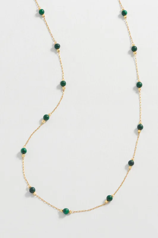 Wellness Malachite Gemstone Bead Necklace sold by Estella Bartlett