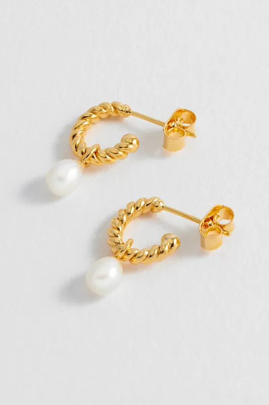 Pearl Drop And Twist Hoop Earrings sold by Estella Bartlett