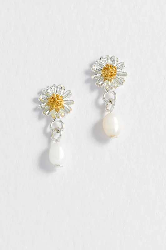 Wildflower Pearl Drop Studs made by Estella Bartlett