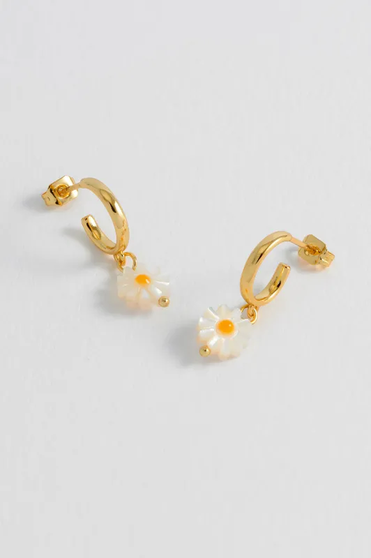 Flower Shell Hoop Earrings sold by Estella Bartlett
