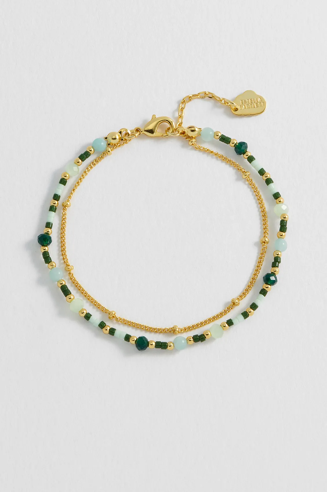 Mini Green Gemstone Duo Chain Bracelet sold by Estella Bartlett product image thumbnail 4