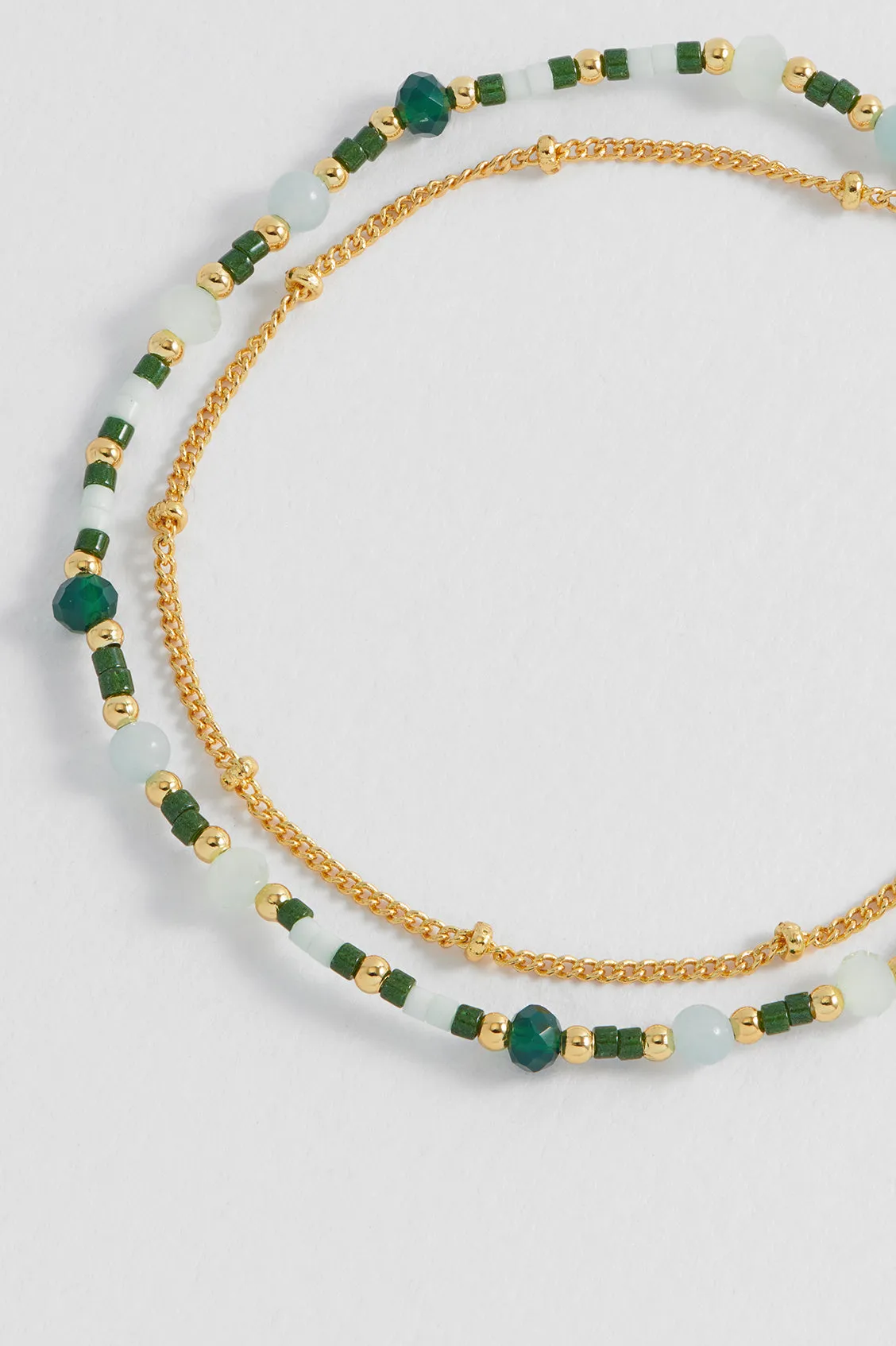 Mini Green Gemstone Duo Chain Bracelet sold by Estella Bartlett product image thumbnail 5