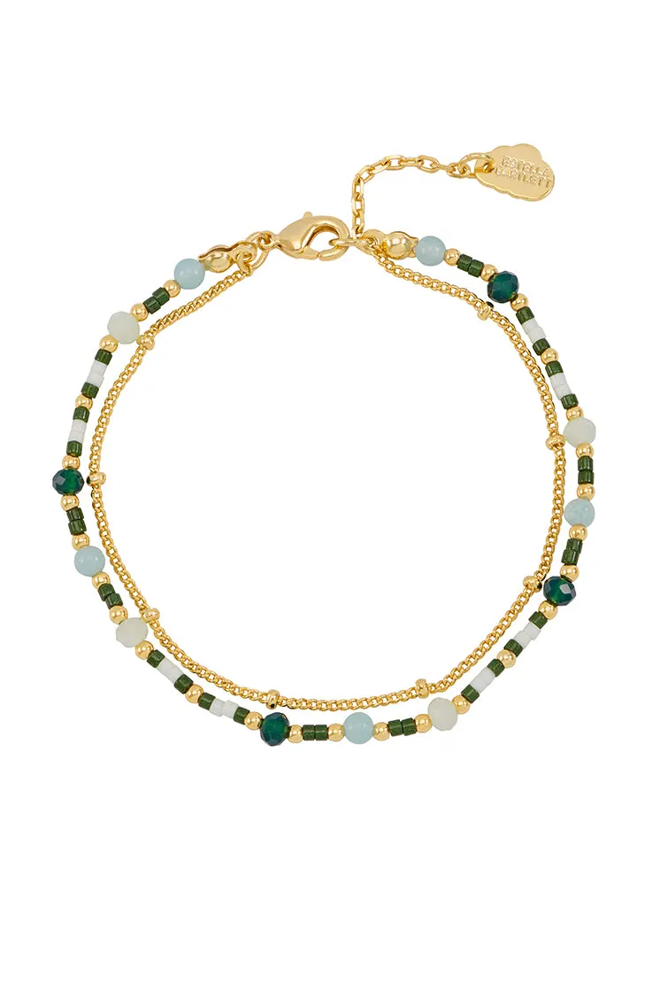 Mini Green Gemstone Duo Chain Bracelet sold by Estella Bartlett product image thumbnail 3