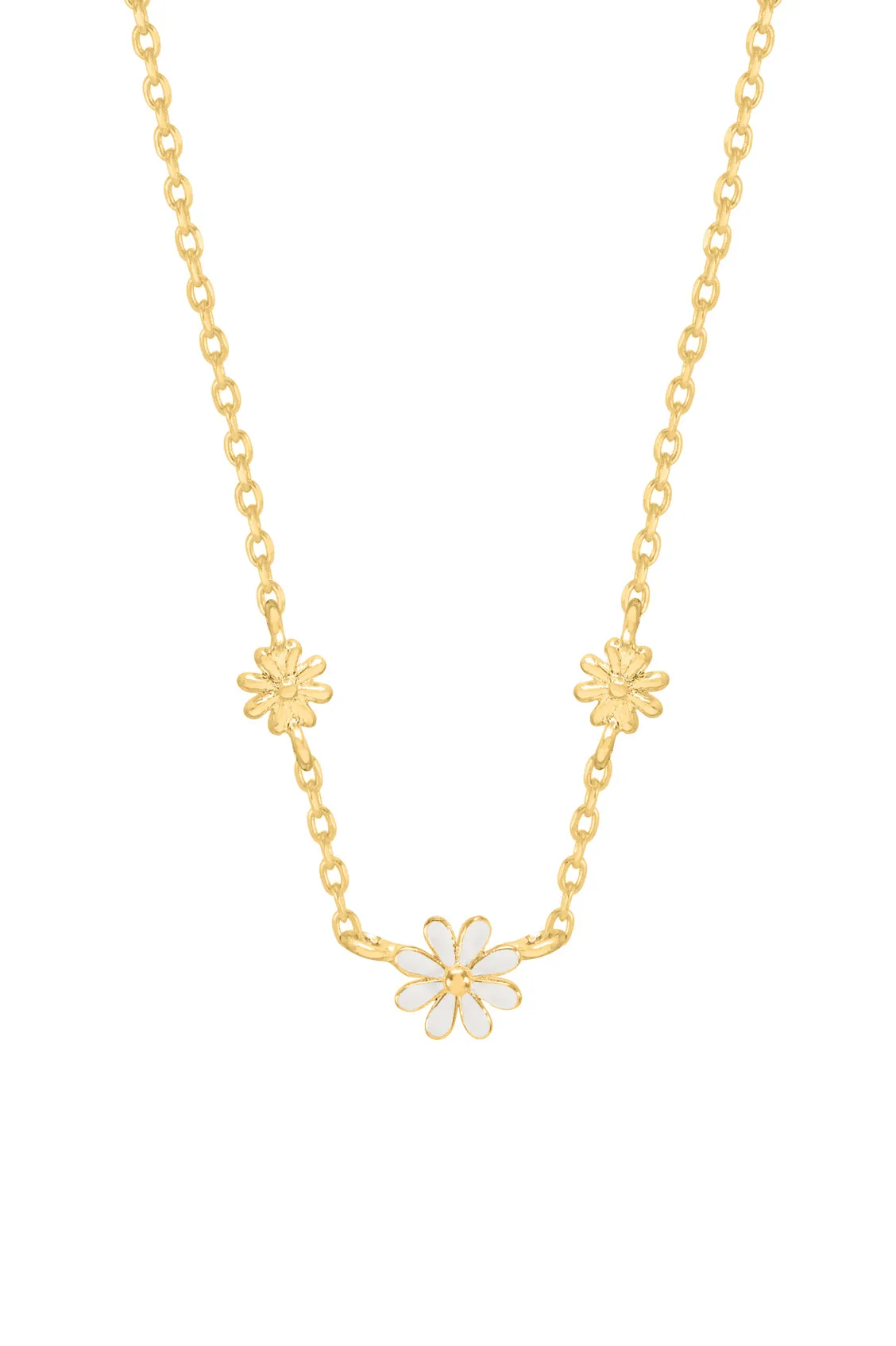 Triple Flower White Enamel Necklace sold by Estella Bartlett product image thumbnail 3