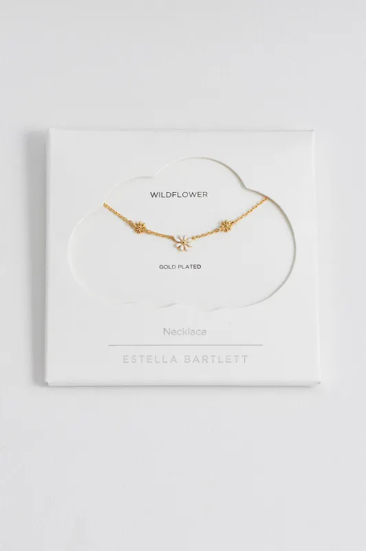 Triple Flower White Enamel Necklace sold by Estella Bartlett