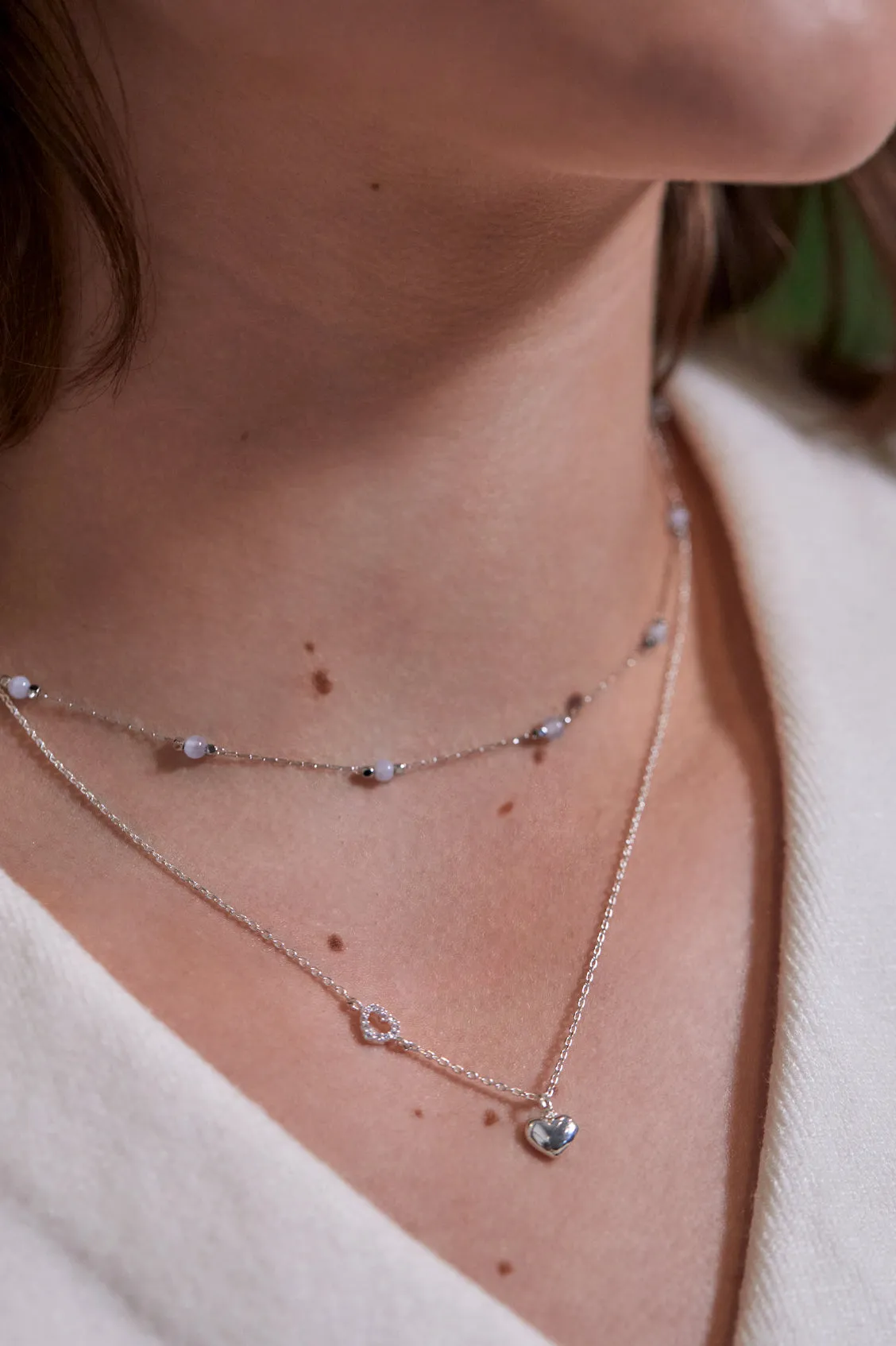 Heart Charm With Open Cz Heart Necklace sold by Estella Bartlett product image thumbnail 2