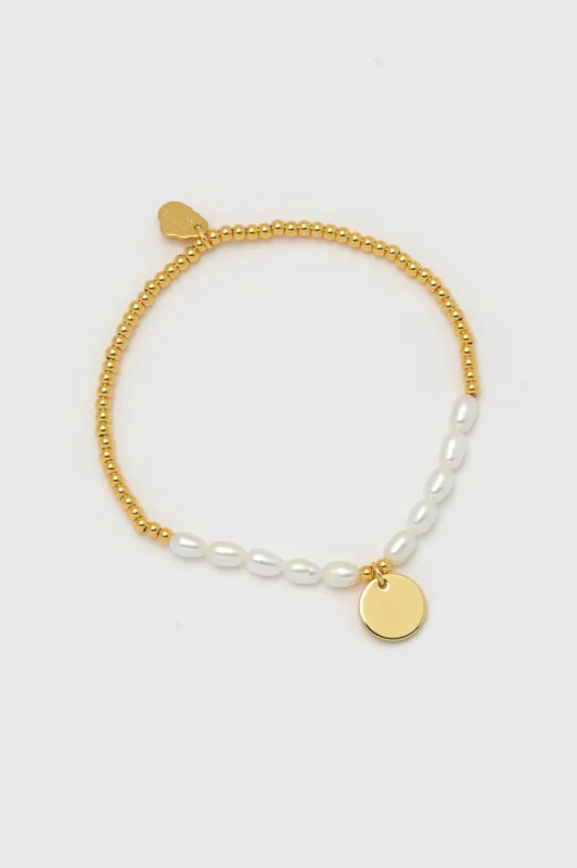 Pearl and Disc Charm Sienna Bracelet sold by Estella Bartlett