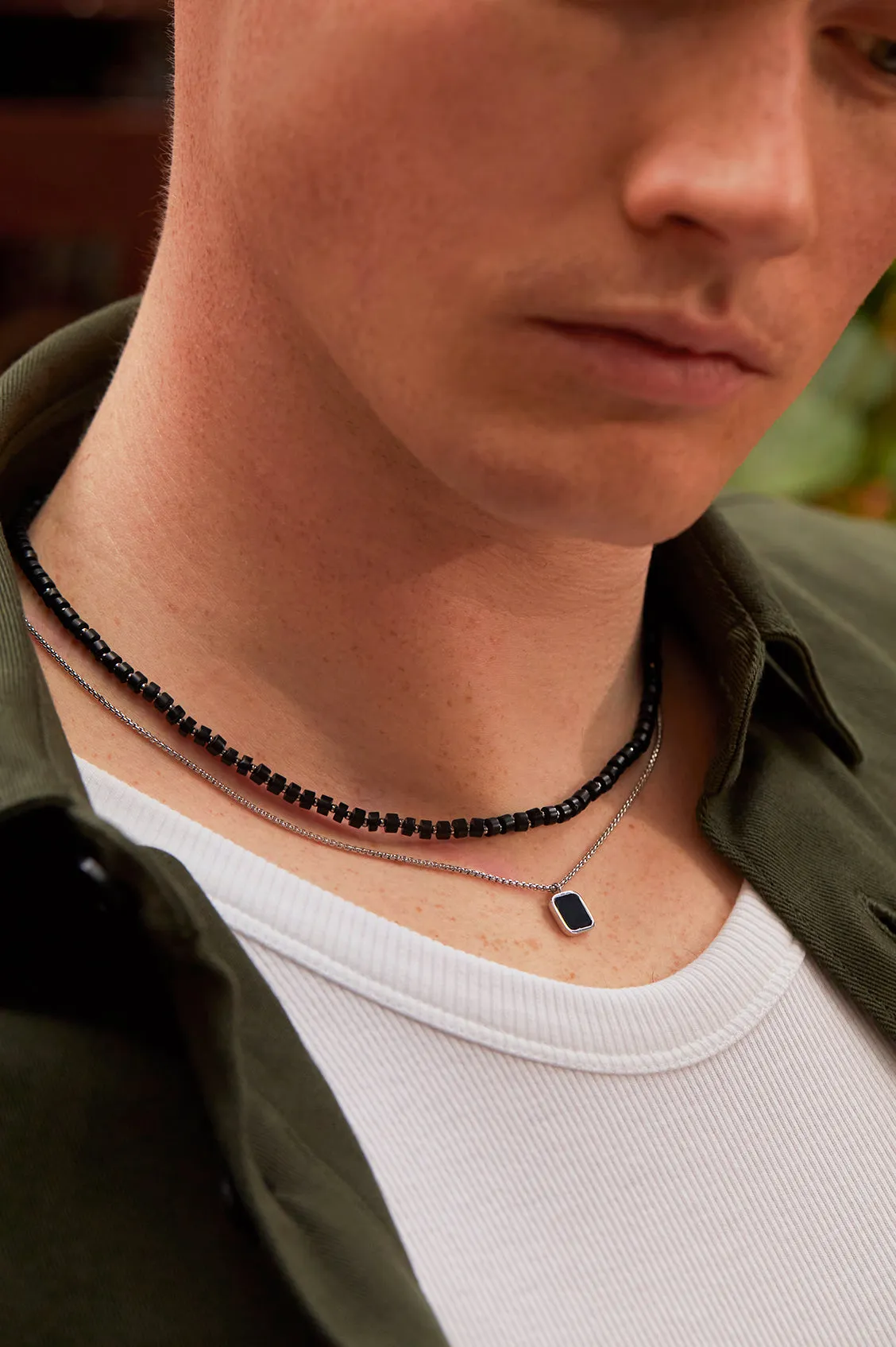 Men's Square Gemstone Pendant Necklace sold by Estella Bartlett product image thumbnail 4