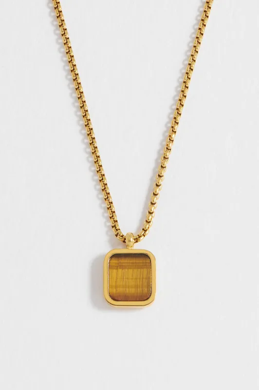 Men's Square Gemstone Pendant Necklace sold by Estella Bartlett