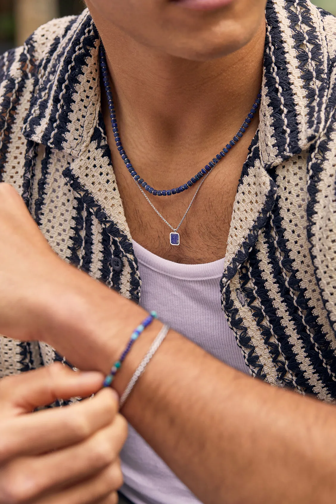 Men's Square Gemstone Pendant Necklace sold by Estella Bartlett product image thumbnail 5