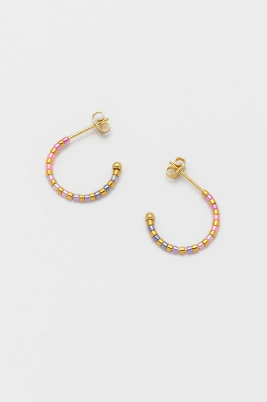 Pink Ombre Beaded Hoop Earrings sold by Estella Bartlett