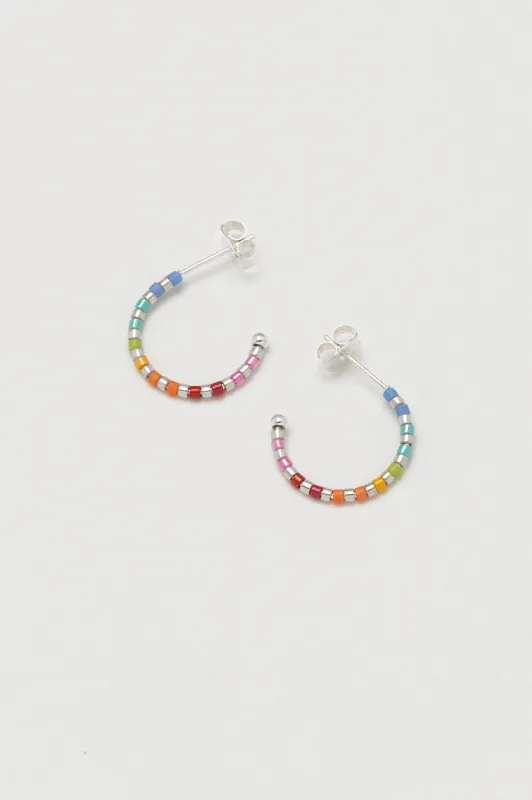 Rainbow Beaded Hoop Earrings sold by Estella Bartlett