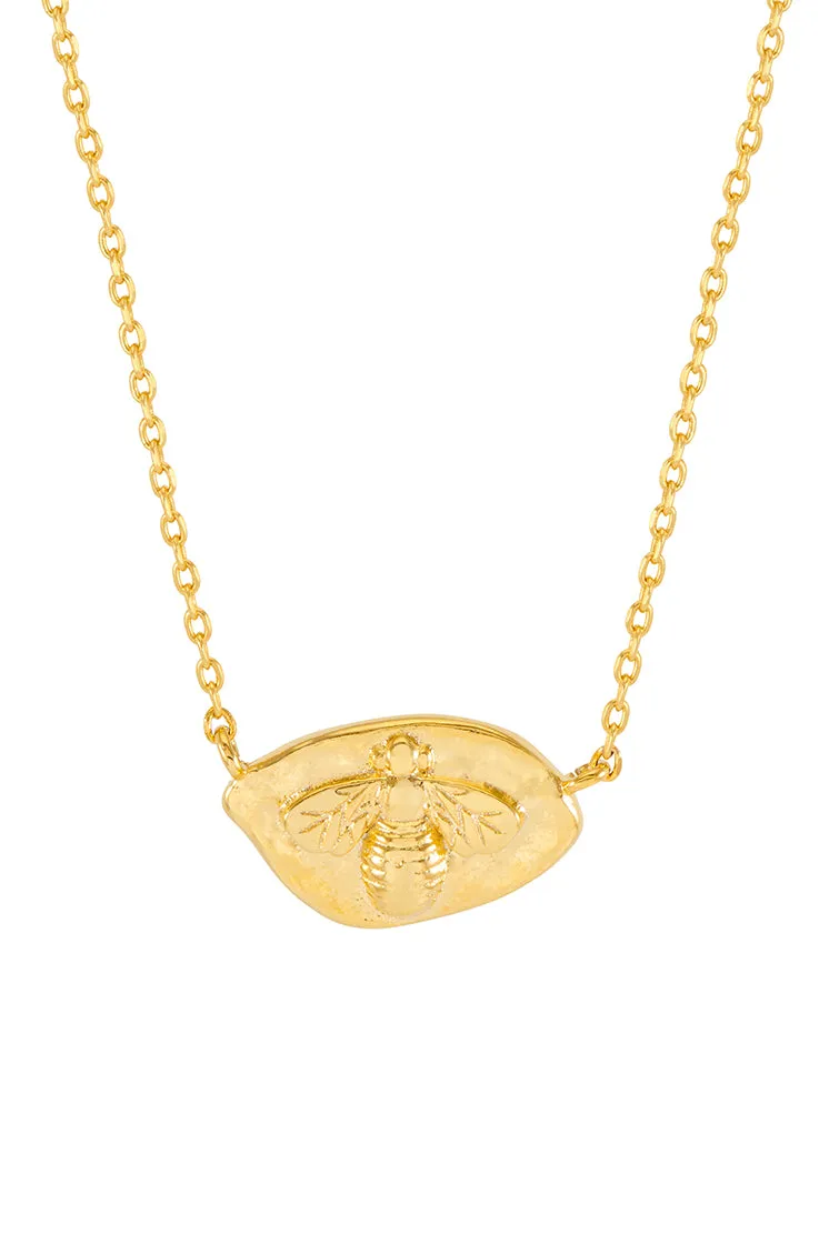 Hammered Coin Bee Pendant Necklace sold by Estella Bartlett product image thumbnail 3