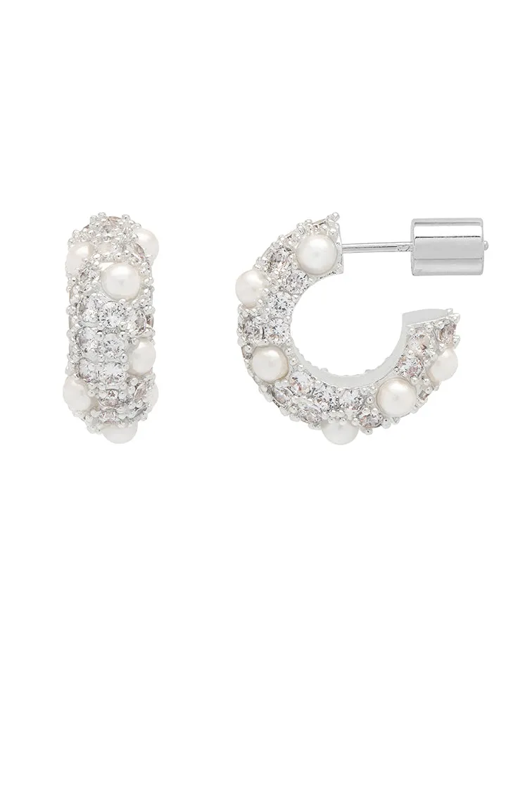 Embellished Pearl and CZ Hoops sold by Estella Bartlett product image thumbnail 3