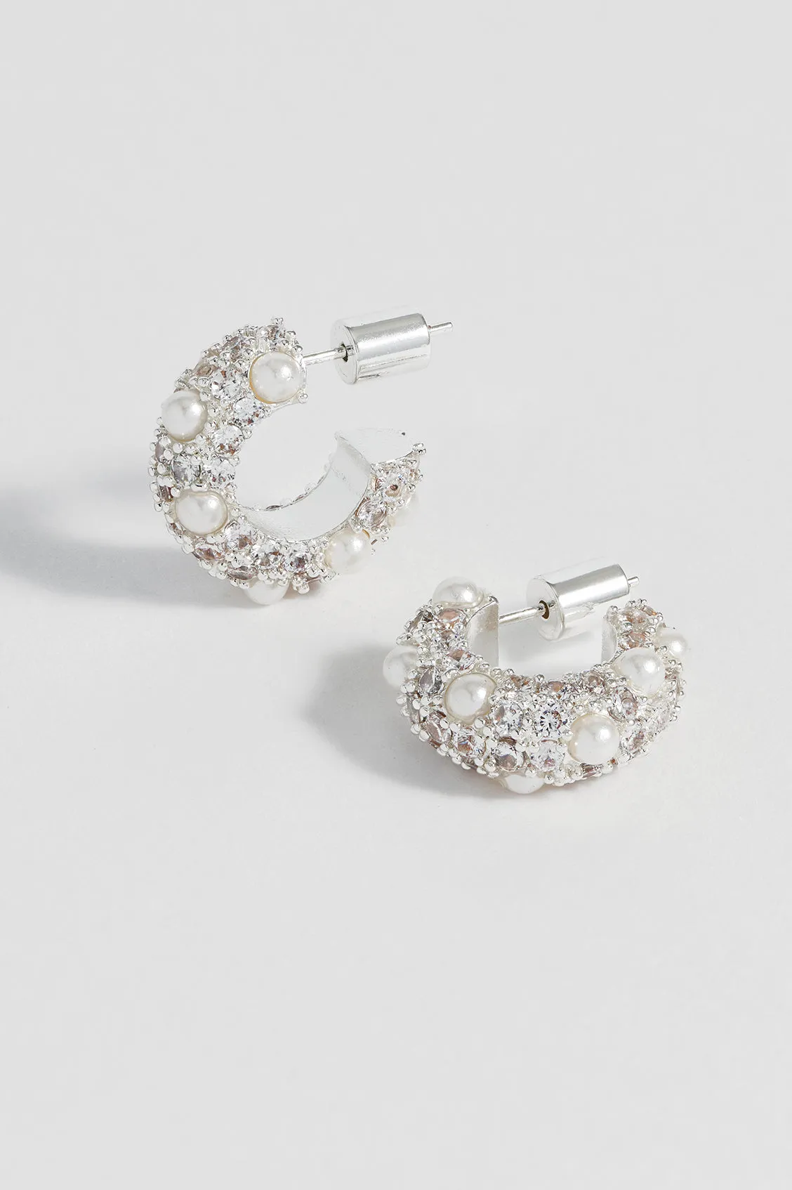 Embellished Pearl and CZ Hoops sold by Estella Bartlett