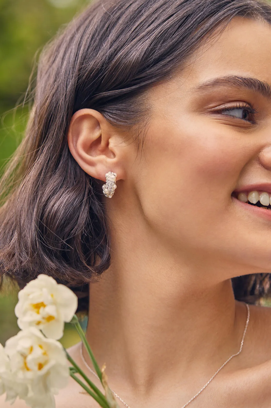 Embellished Pearl and CZ Hoops sold by Estella Bartlett product image thumbnail 2