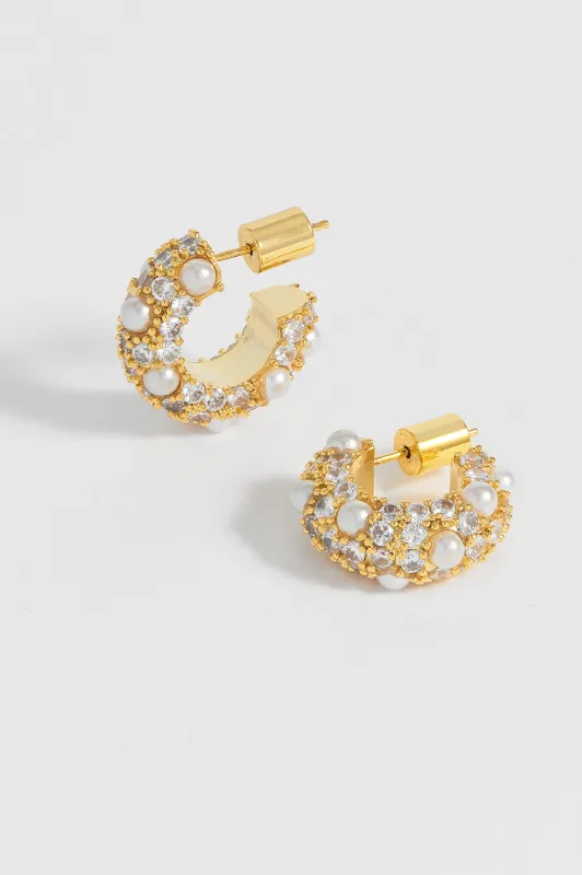 Embellished Pearl and CZ Hoops sold by Estella Bartlett