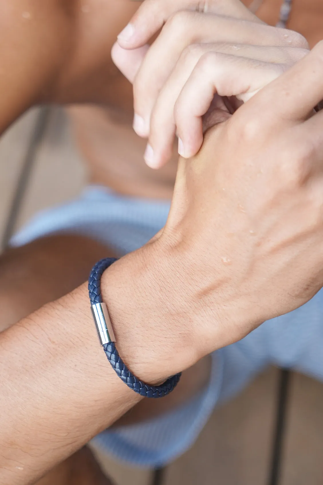 Men's Leather Single Plaited Wrap Bracelet sold by Estella Bartlett product image thumbnail 2