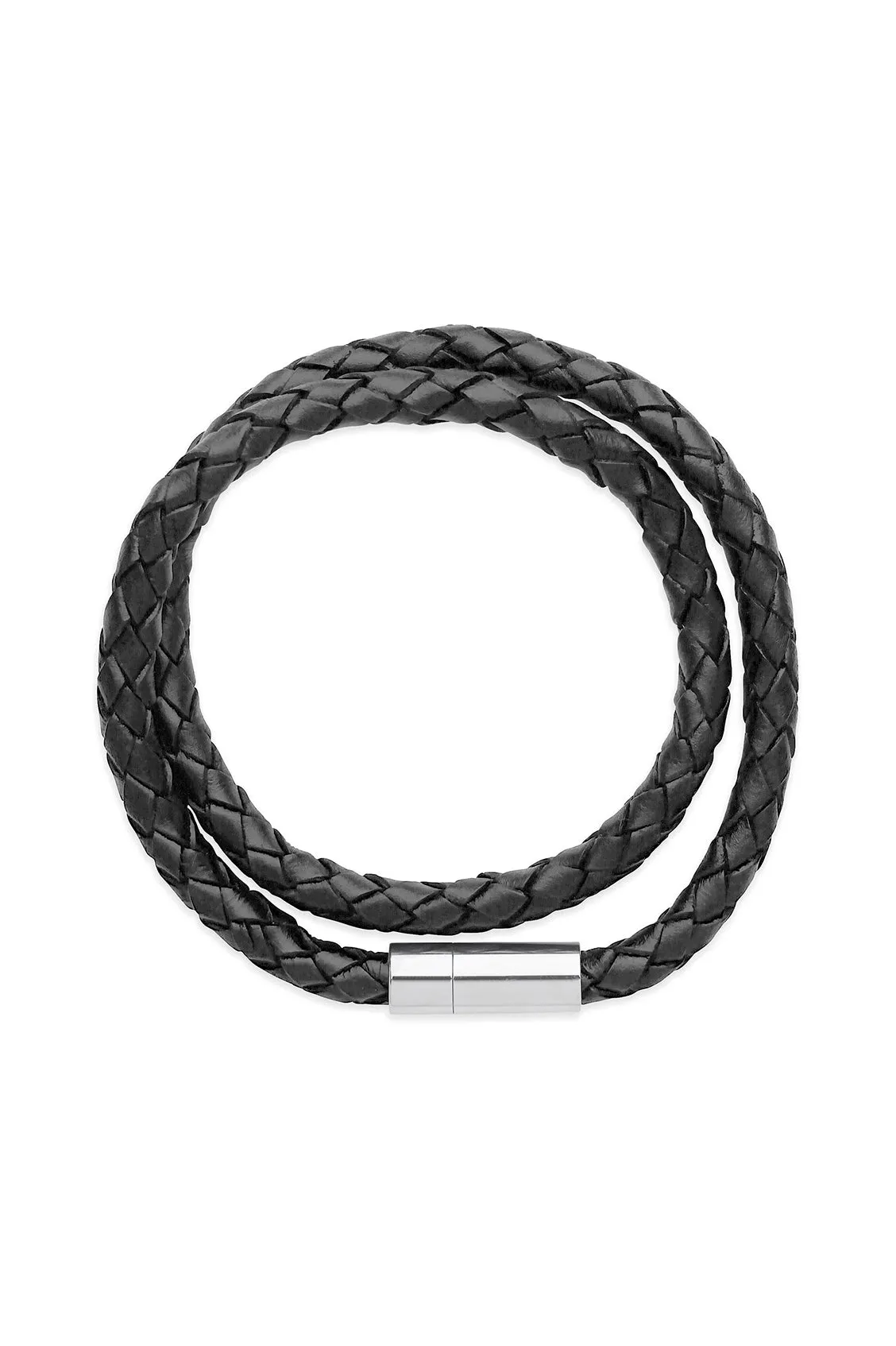 Men's Leather Double Plaited Wrap Bracelet sold by Estella Bartlett product image thumbnail 3