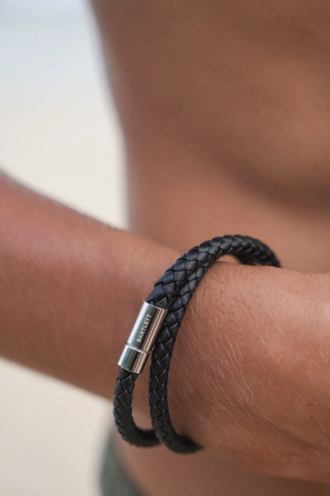 Men's Leather Double Plaited Wrap Bracelet sold by Estella Bartlett product image thumbnail 2