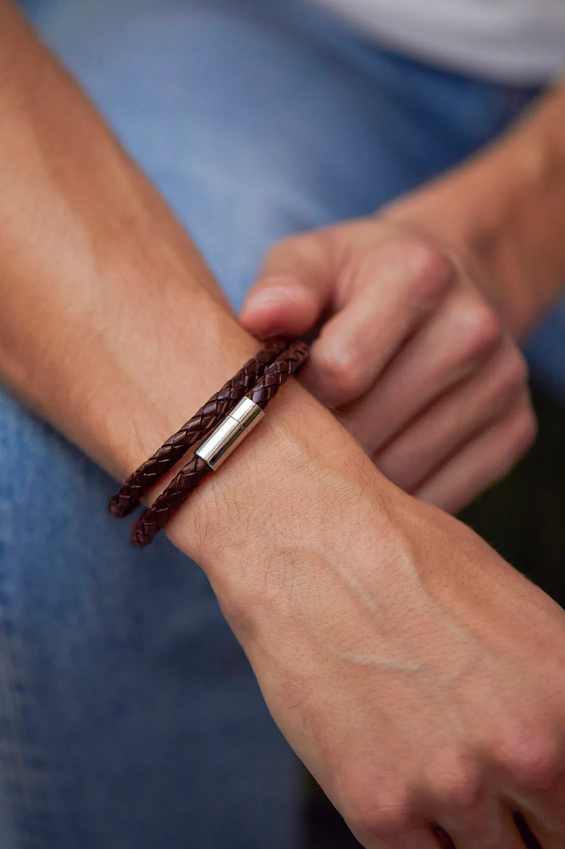 Men's Leather Double Plaited Wrap Bracelet sold by Estella Bartlett product image thumbnail 5