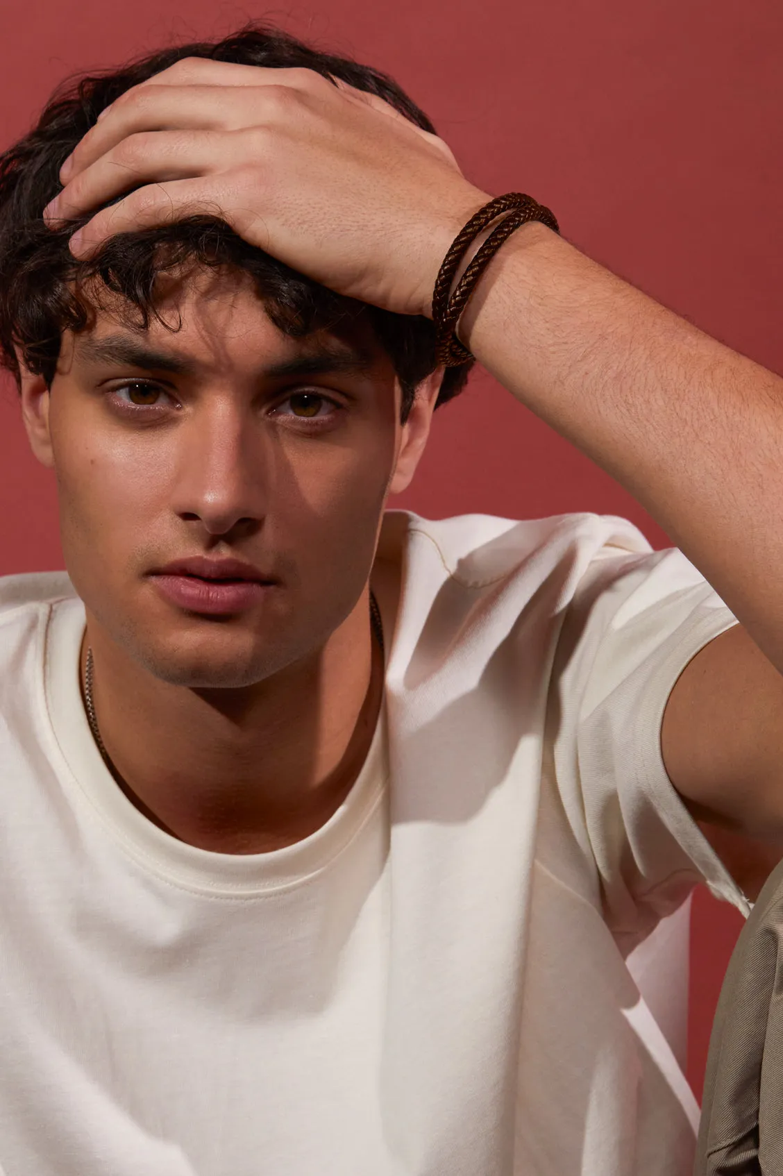 Men's Leather Double Plaited Wrap Bracelet sold by Estella Bartlett product image thumbnail 2