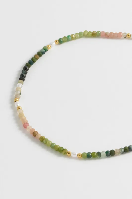 Gemstone Pearl T-Bar Beaded Necklace sold by Estella Bartlett