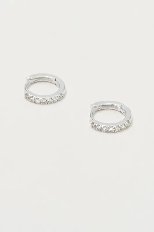 Hoop Earrings with White CZ sold by Estella Bartlett
