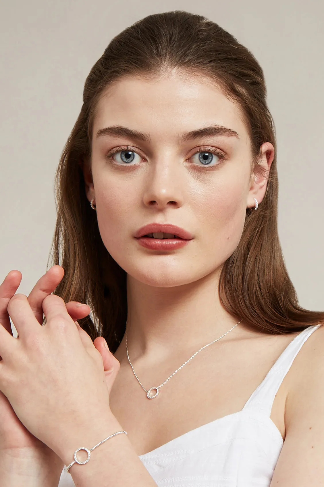 Hoop Earrings with White CZ sold by Estella Bartlett product image thumbnail 5