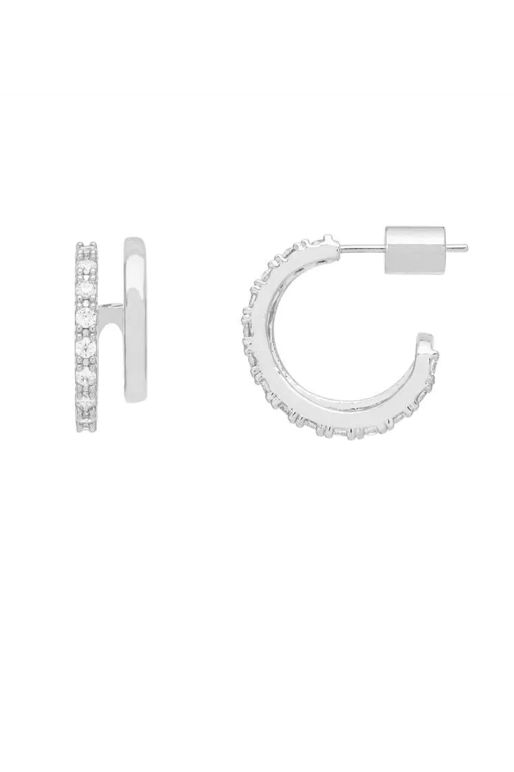 Double Hoop Illusion Pave Earrings sold by Estella Bartlett product image thumbnail 3