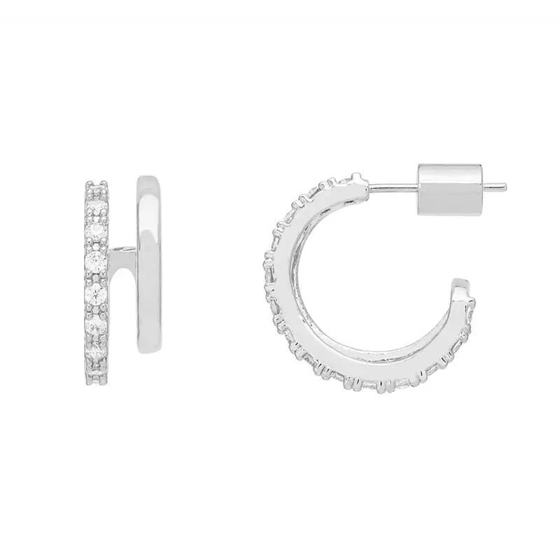 Double Hoop Illusion Pave Earrings sold by Estella Bartlett product image thumbnail 5