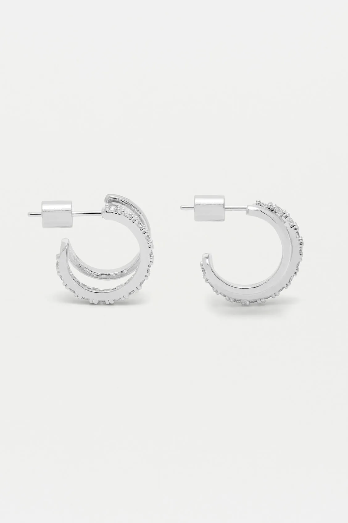 Double Hoop Illusion Pave Earrings sold by Estella Bartlett product image thumbnail 4
