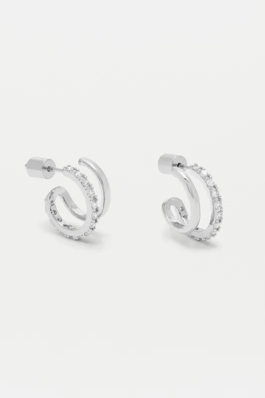 Double Hoop Illusion Pave Earrings sold by Estella Bartlett