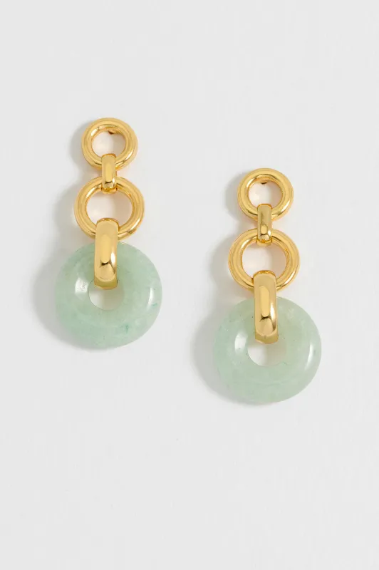 Green Graduated Round Link Drop Earrings sold by Estella Bartlett