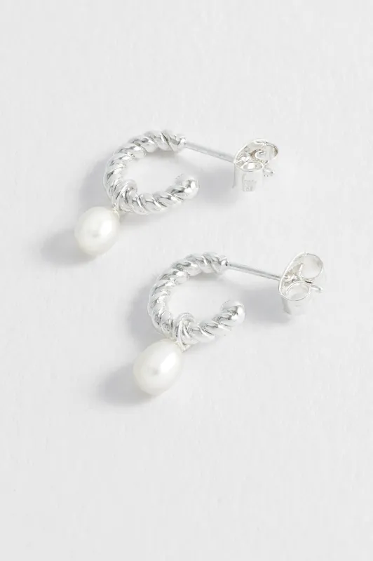 Pearl Drop And Twist Hoop Earrings sold by Estella Bartlett