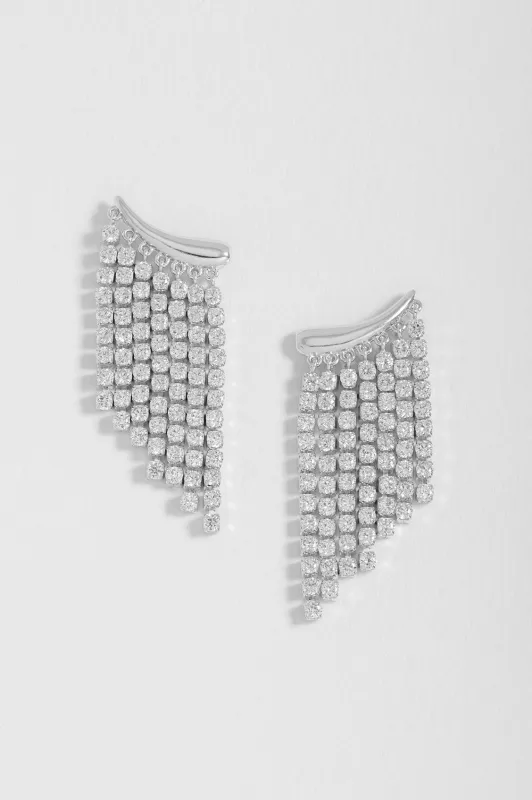 Tiered Tennis Chain Drop Earrings sold by Estella Bartlett